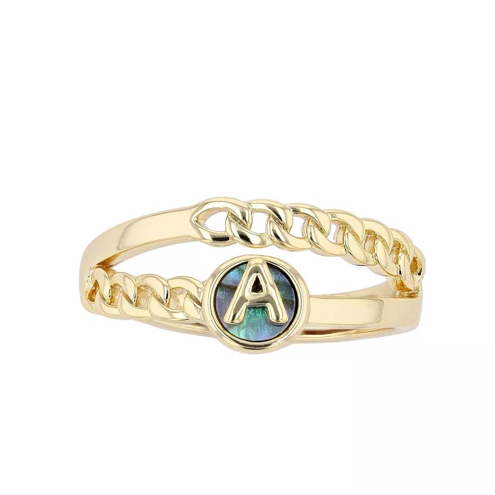 City Luxe Gold Tone Abalone Initial Disk Chain Band Ring, Women's, Gold Tone K Product Image