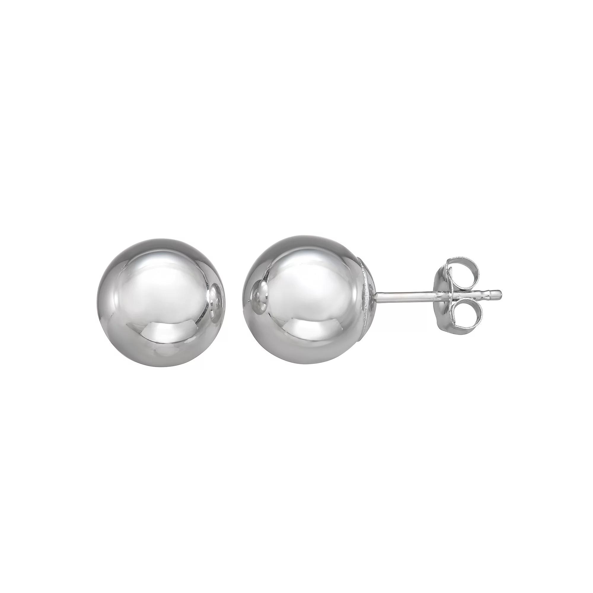 Forever 14K White Gold Ball Earrings, Women's, 14k Whgold Product Image