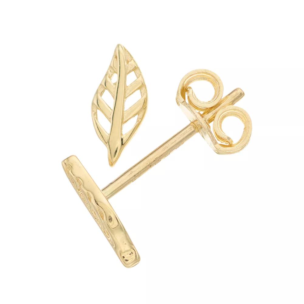 Au Naturale 14k Gold Leaf Stud Earrings, Women's Product Image