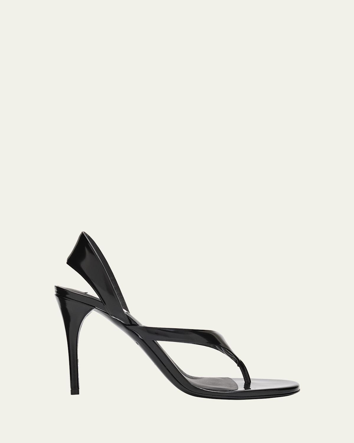 ALAÏA Leather Thong Slingback Sandals In Noir Product Image