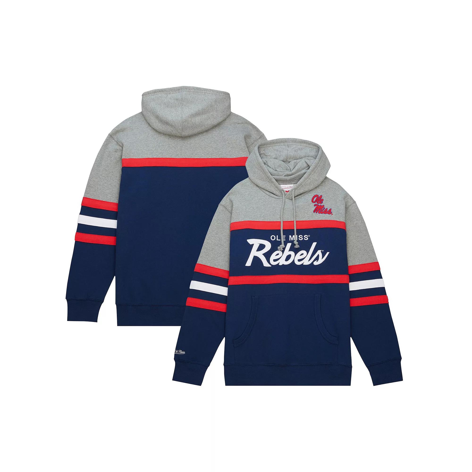 Men's Mitchell & Ness Navy Ole Miss Rebels Head Coach Pullover Hoodie,  Product Image