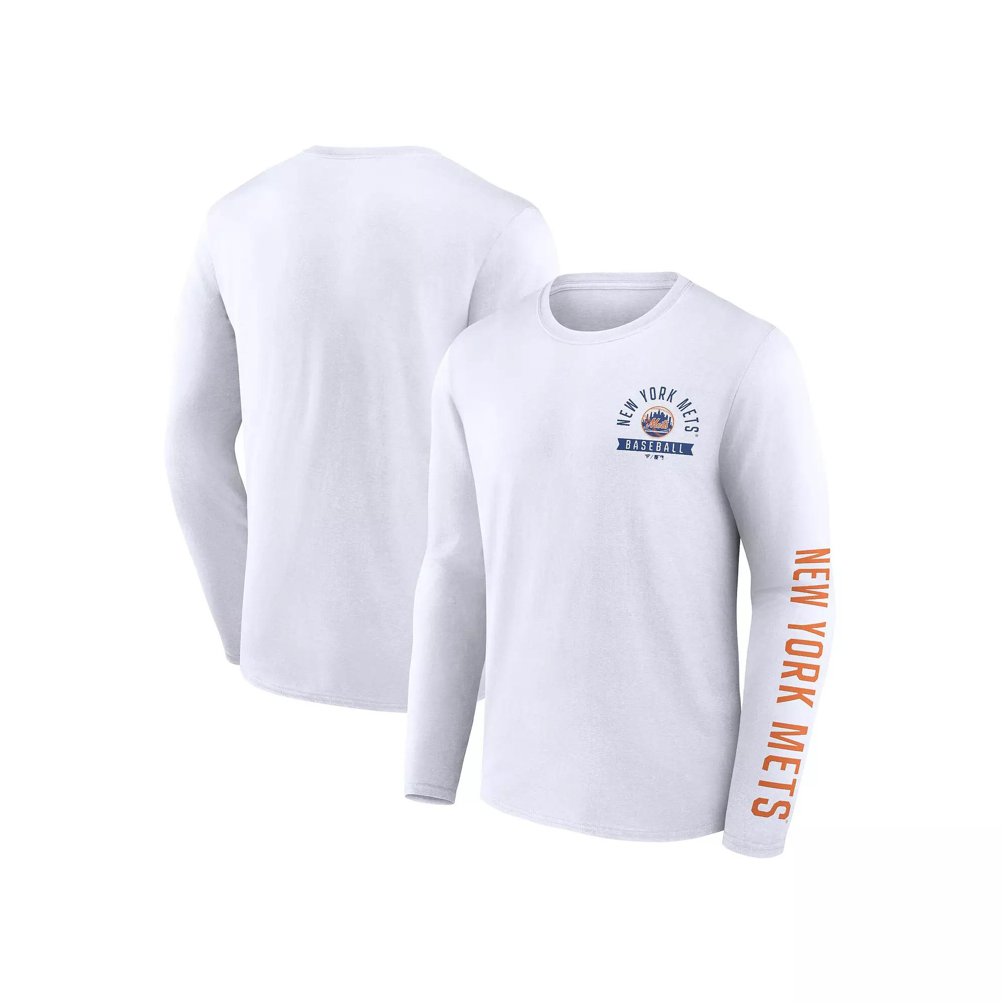 Men's Fanatics Branded White New York Mets Pressbox Long Sleeve T-Shirt,  Product Image