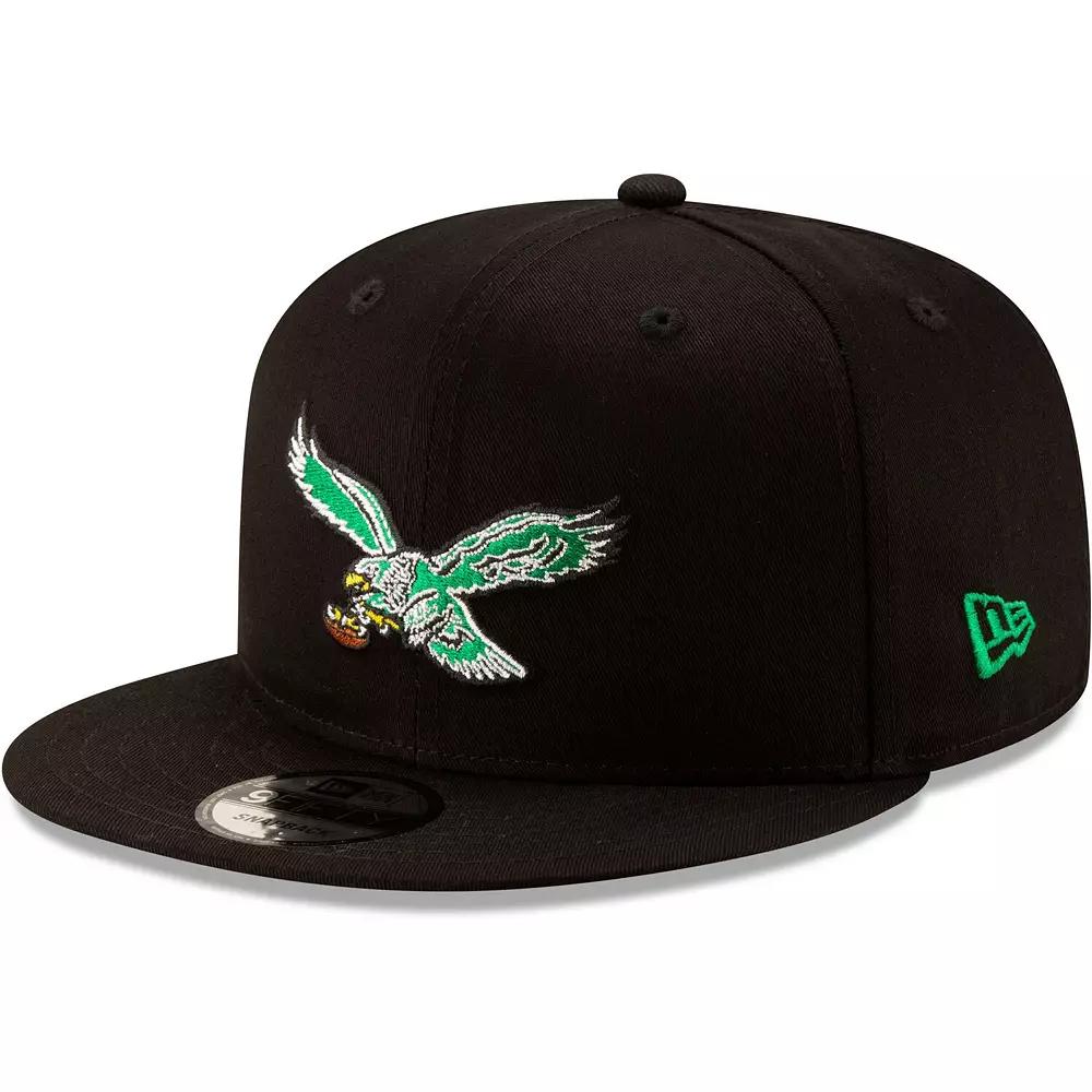 Men's New Era Black Philadelphia Eagles Throwback 9FIFTY Adjustable Snapback Hat Product Image