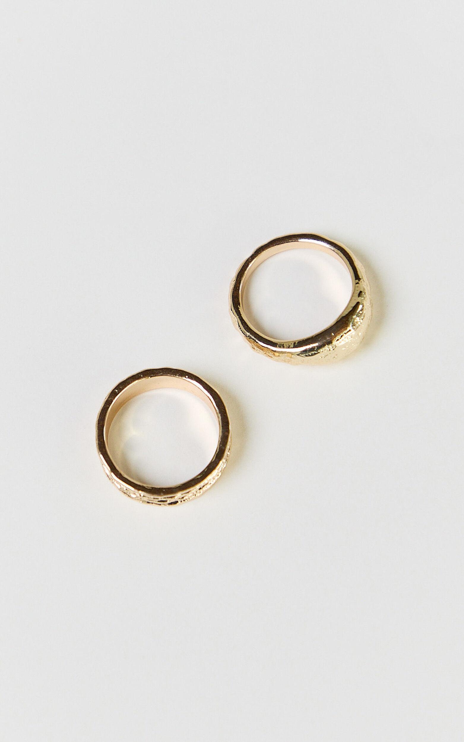 Hepburn Rings - 2 Pack Hammered Rings in Gold Product Image