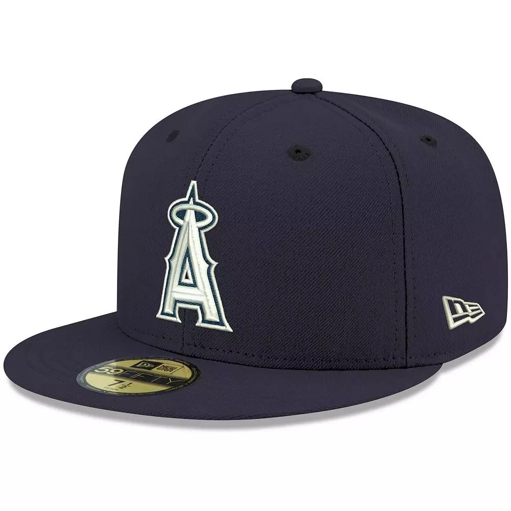 Men's New Era Navy Los Angeles Angels White Logo 59FIFTY Fitted Hat, Size: 7 1/8, Blue Product Image