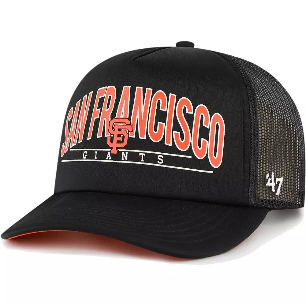 Men's '47 Black San Francisco Giants Backhaul Foam Trucker Snapback Hat Product Image