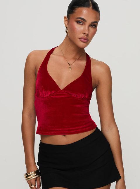 Tuberose Halter Top Red Product Image