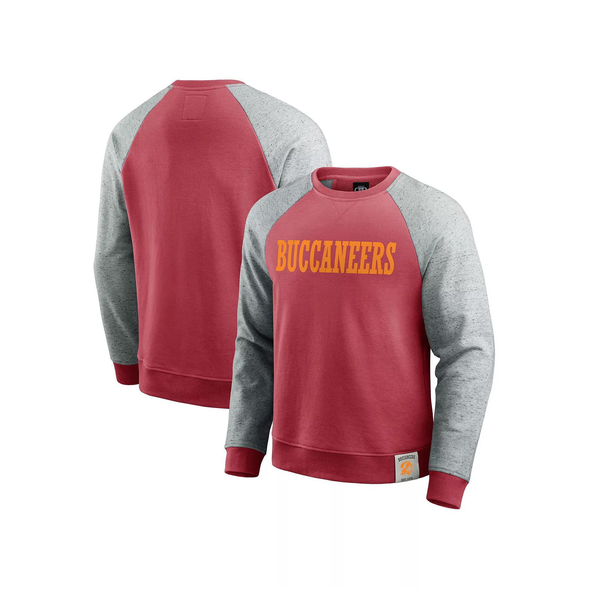 Men's Darius Rucker Collection by Fanatics Red/Heather Gray Tampa Bay Buccaneers Throwback Color Block Raglan Pullover Sweatshirt, Size: 2XL Product Image