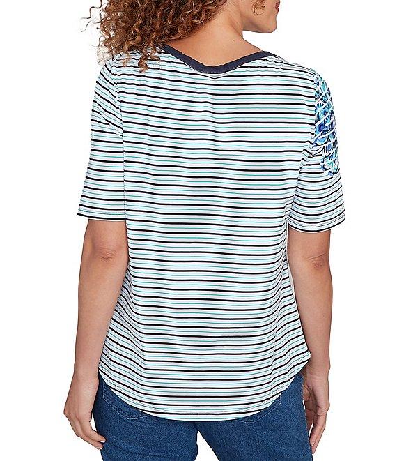 Ruby Rd. Paisley Stripe Envelope Neck Short Sleeve Top Product Image