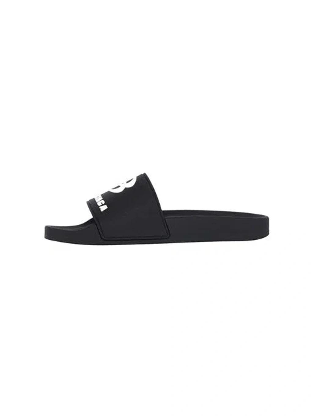 BALENCIAGA Rubber Slide Sandals For The Pool Men In Black White Product Image