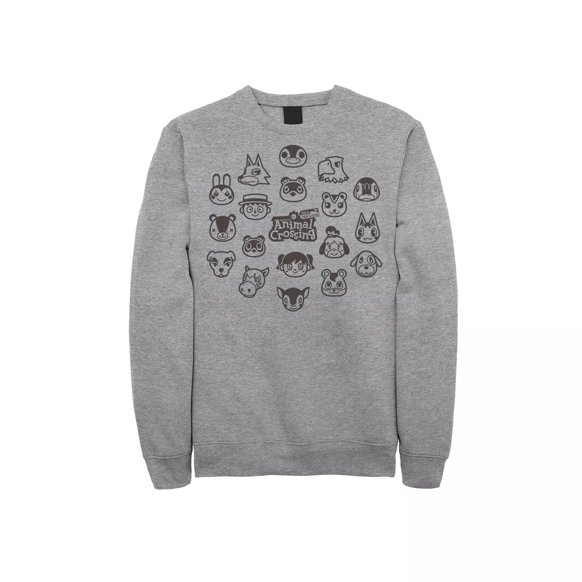 Big & Tall Animal Crossing Characters Heads Group Fleece Sweatshirt, Men's,  Product Image