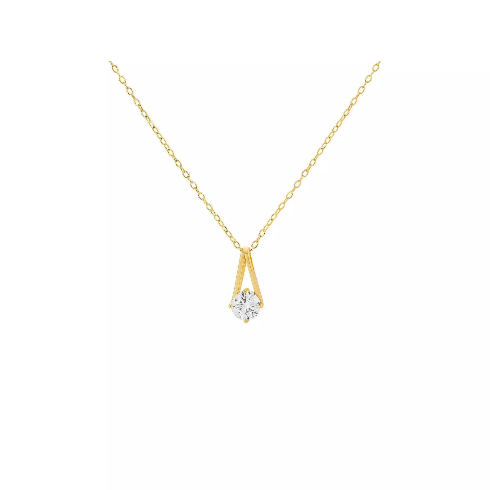 PRIMROSE Sterling Silver Cubic Zirconia Pendant Necklace, Women's, Gold Tone Sterling Product Image