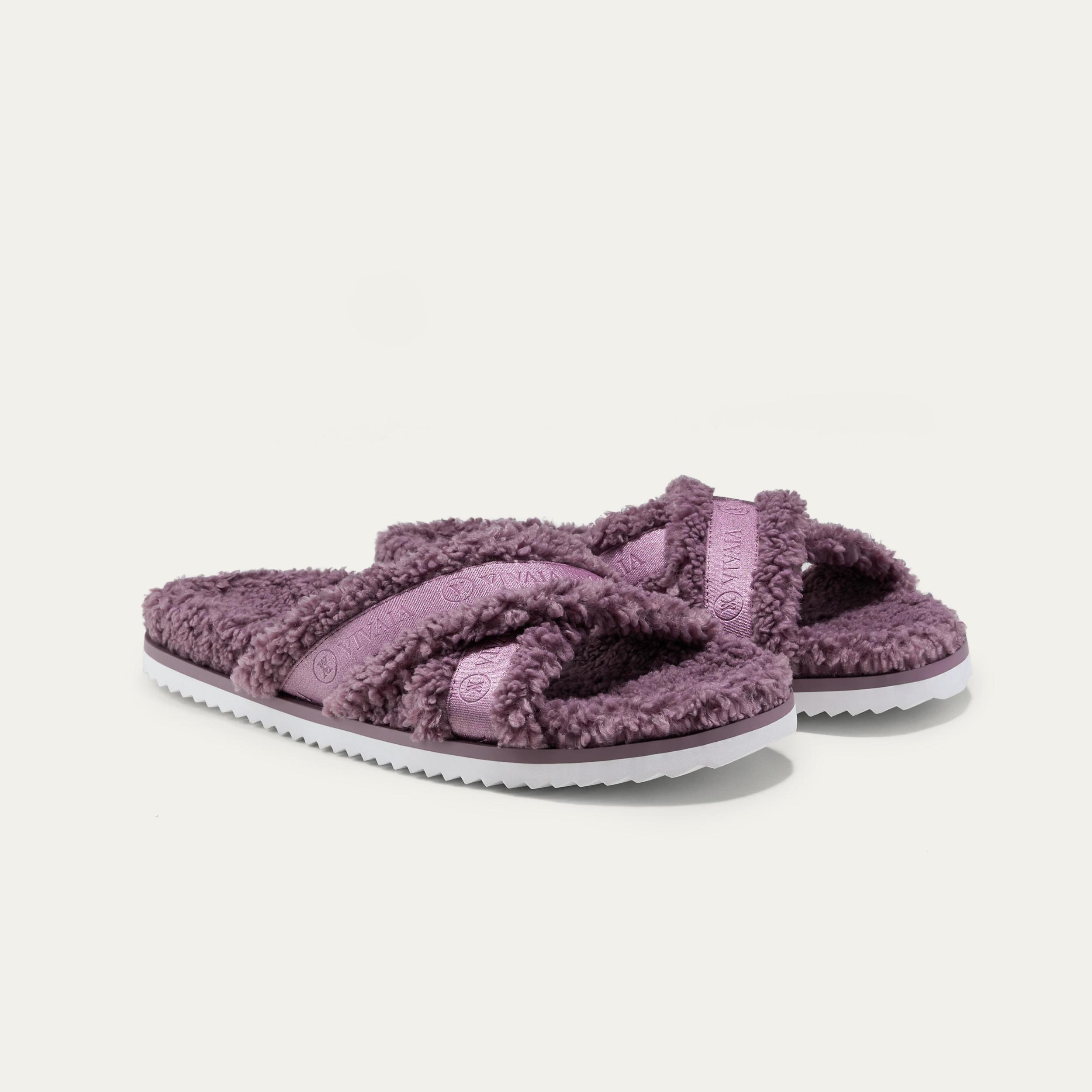 Furry Criss-Cross Strap Slippers (Hannah) Product Image