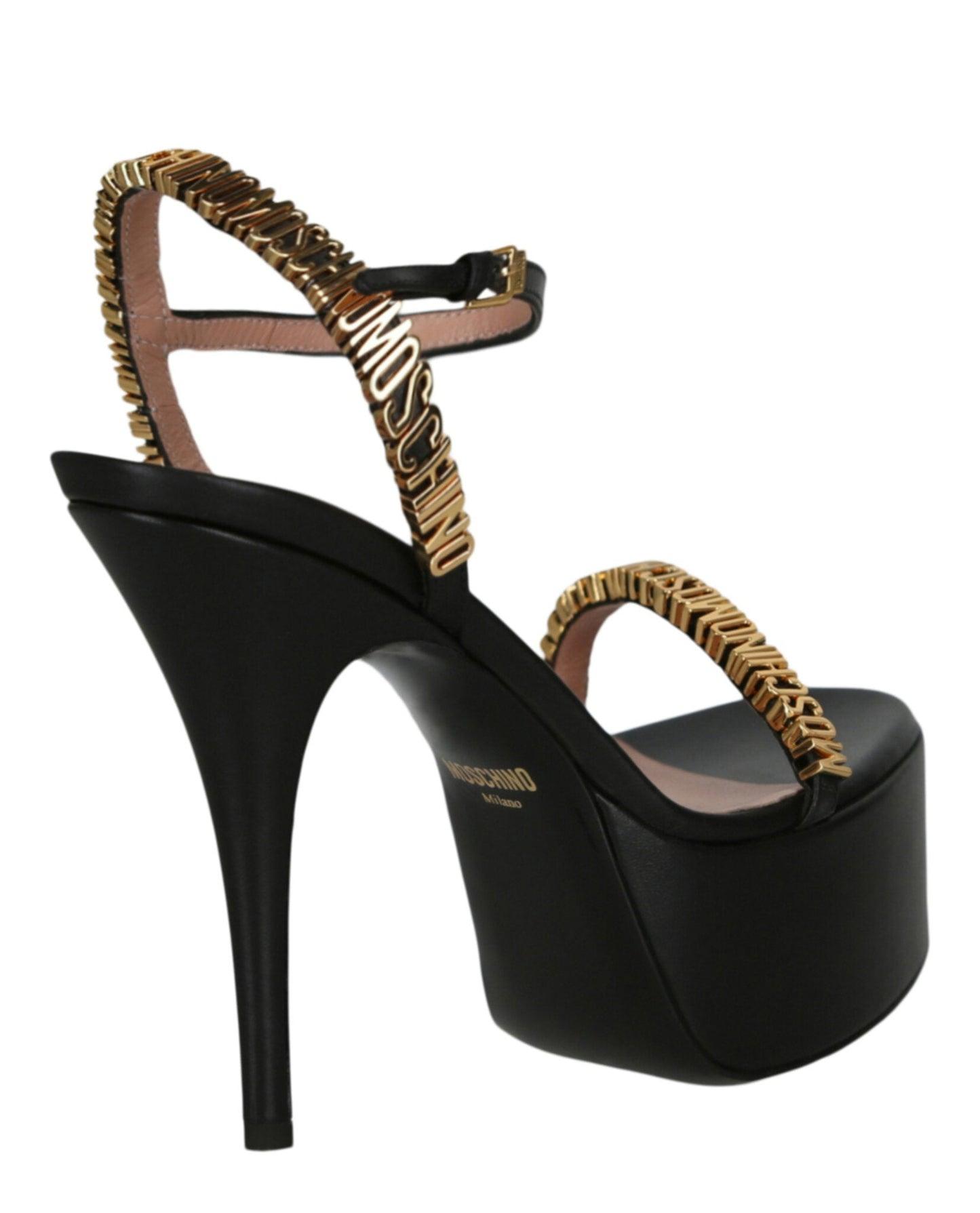 Moschino Logo Lettering Platform Heel Sandals Product Image