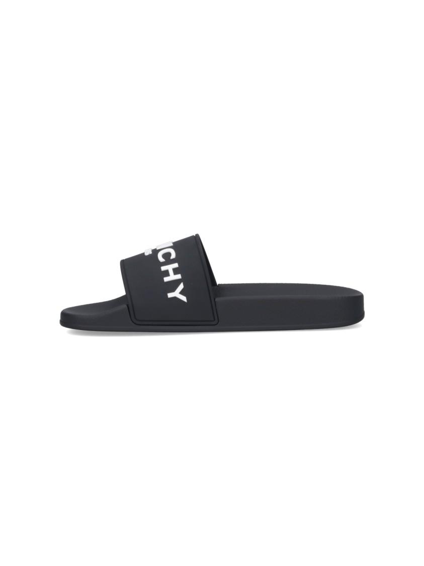 Black Logo-Print Pool Slides Product Image