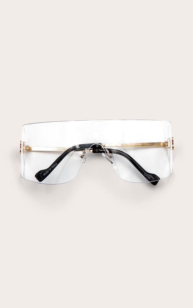 Clear Iridescent Wrap Around Oversized Visor Sunglasses Product Image