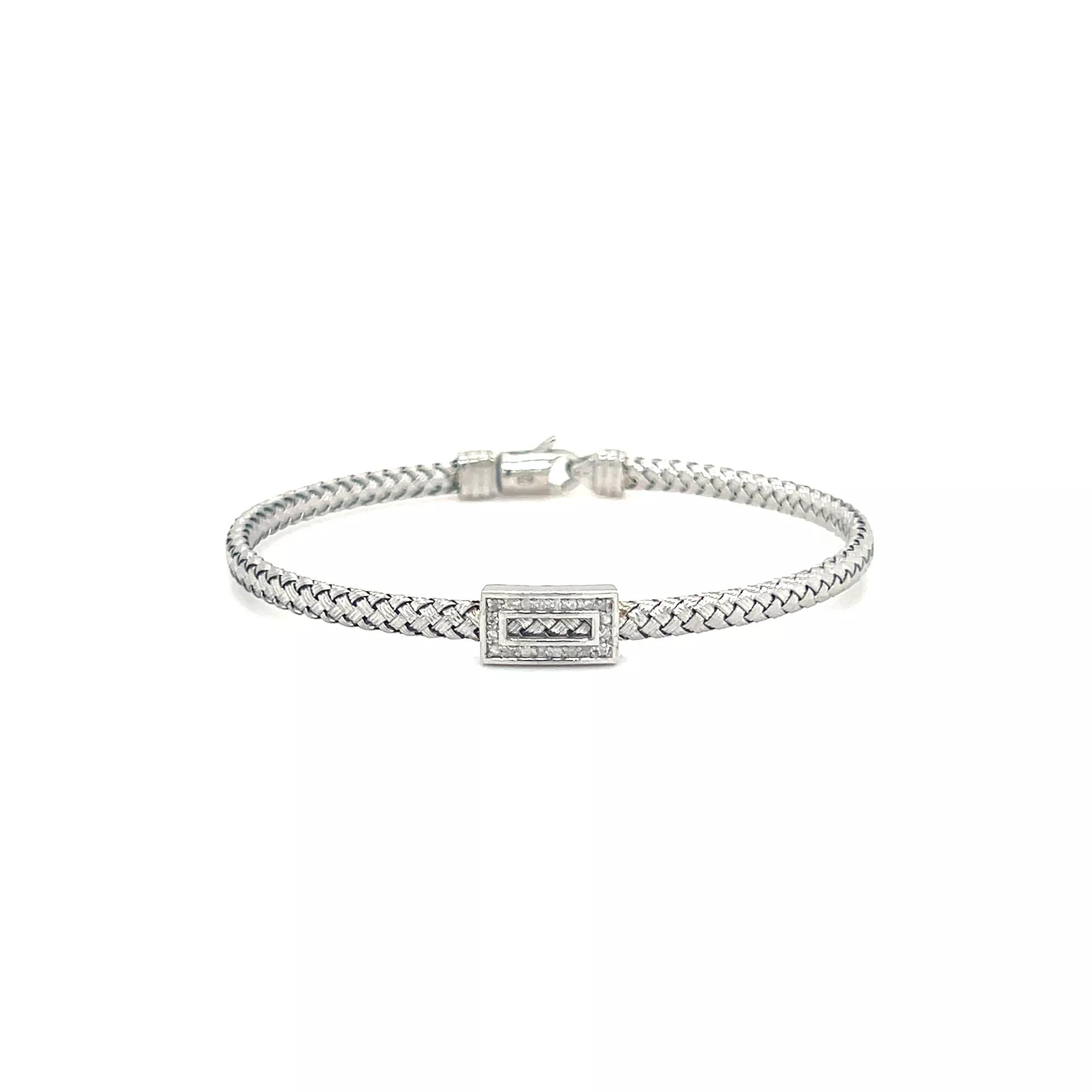 Meshmerise 1/6 Carat T.W. Diamond Rectangle Accent Bracelet, Women's, Size: 7", Silver Tone Product Image