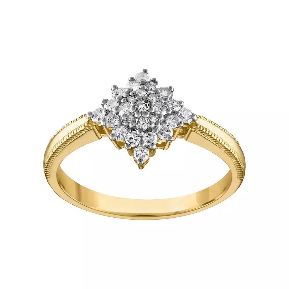 Tiara 14k Gold Over Silver 1/3 Carat T.W. Diamond Cluster Ring, Women's, Size: 8, Gold Tone Product Image