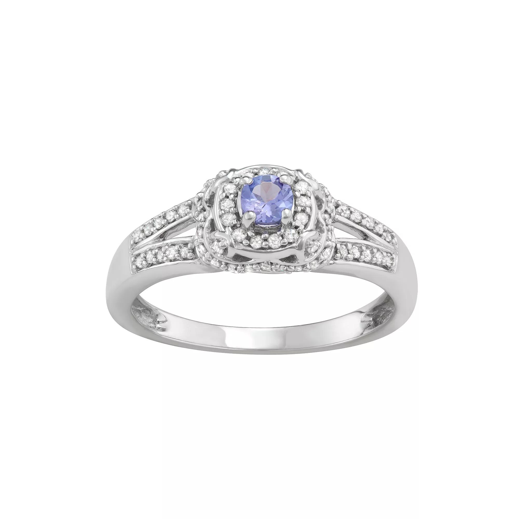 14k White Gold Tanzanite & 1/2 Carat T.W. Diamond Engagement Ring, Women's, Size: 5, 10k Whgold Product Image