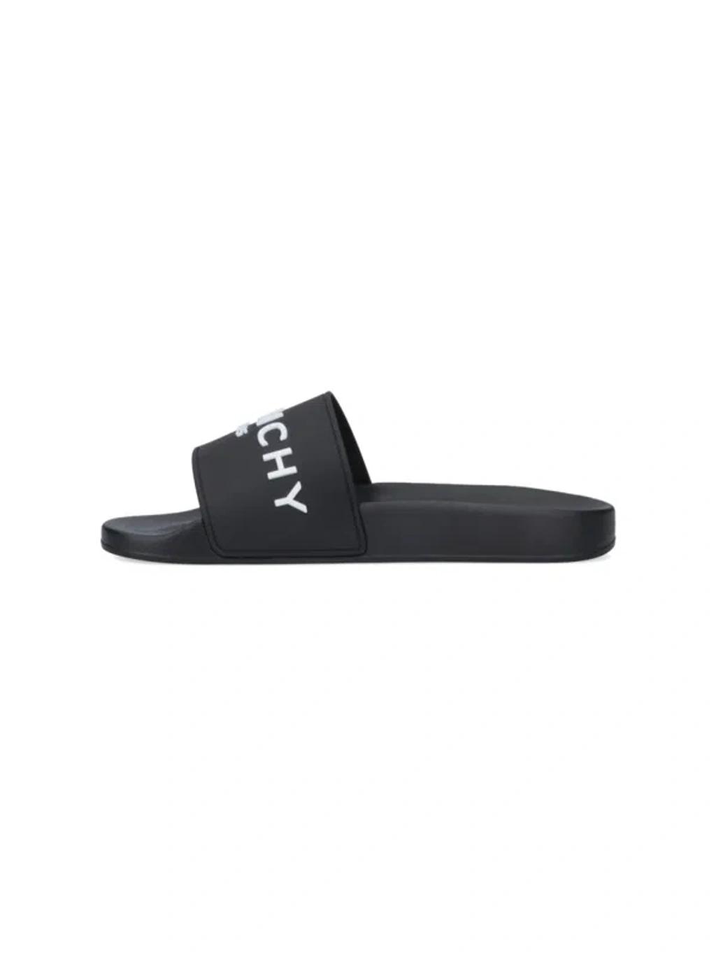Black Logo-Print Pool Slides Product Image