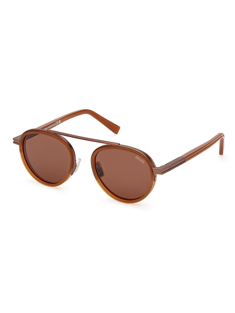 Mens 51MM Round Metal Sunglasses Product Image