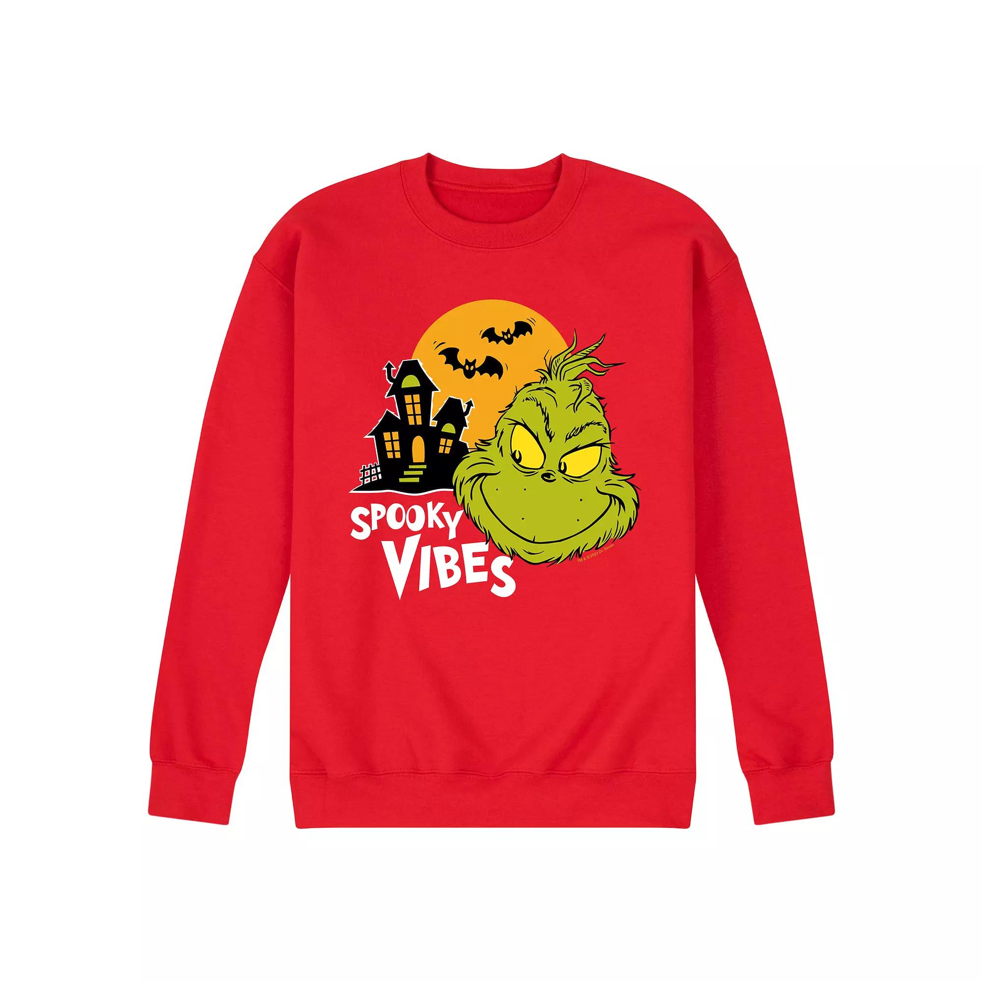 Men's Dr. Seuss Grinch Spooky Vibes Fleece Sweatshirt,  Product Image