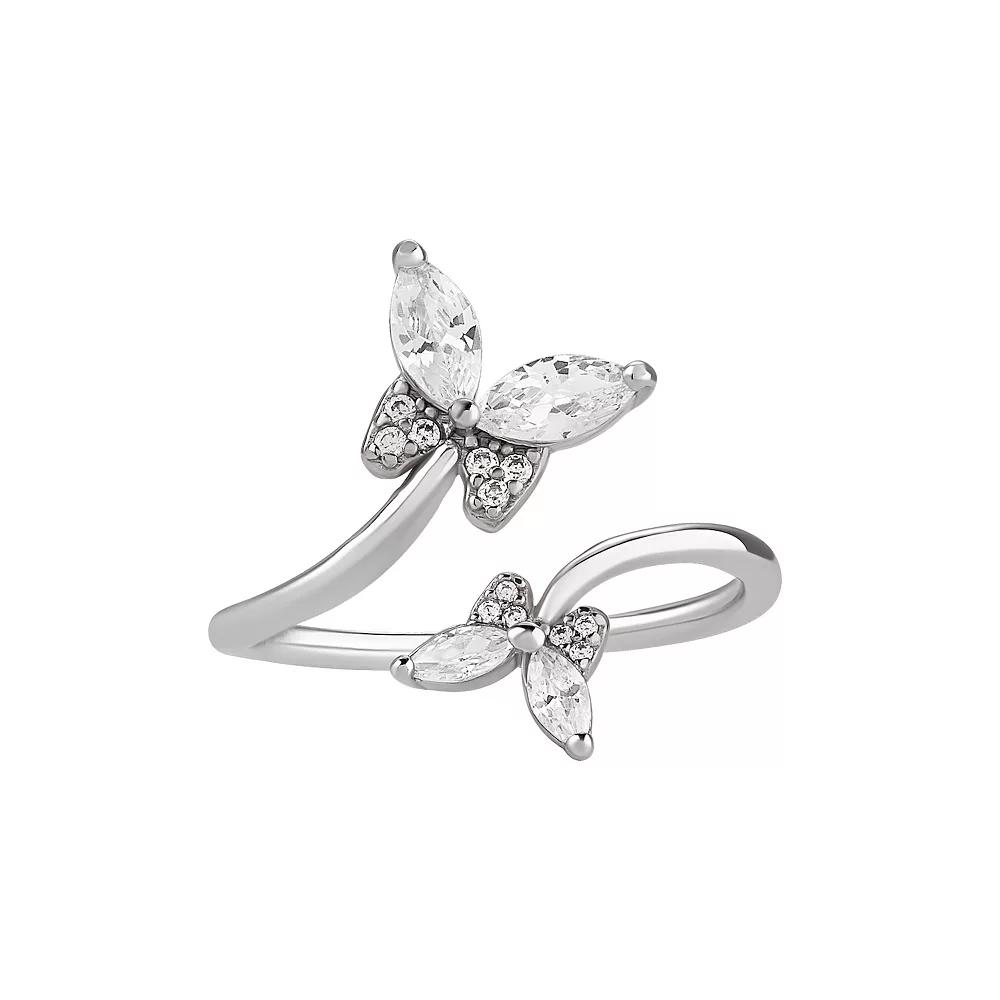 PRIMROSE Sterling Silver Cubic Zirconia Butterfly Ring, Women's, Size: 6 Product Image