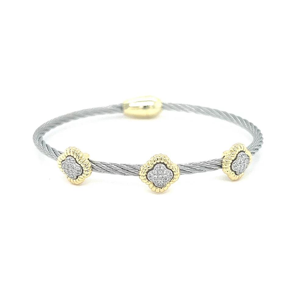 Juvell Two Tone 18k Gold Plated Cubic Zirconia Bangle Bracelet, Women's,  Product Image
