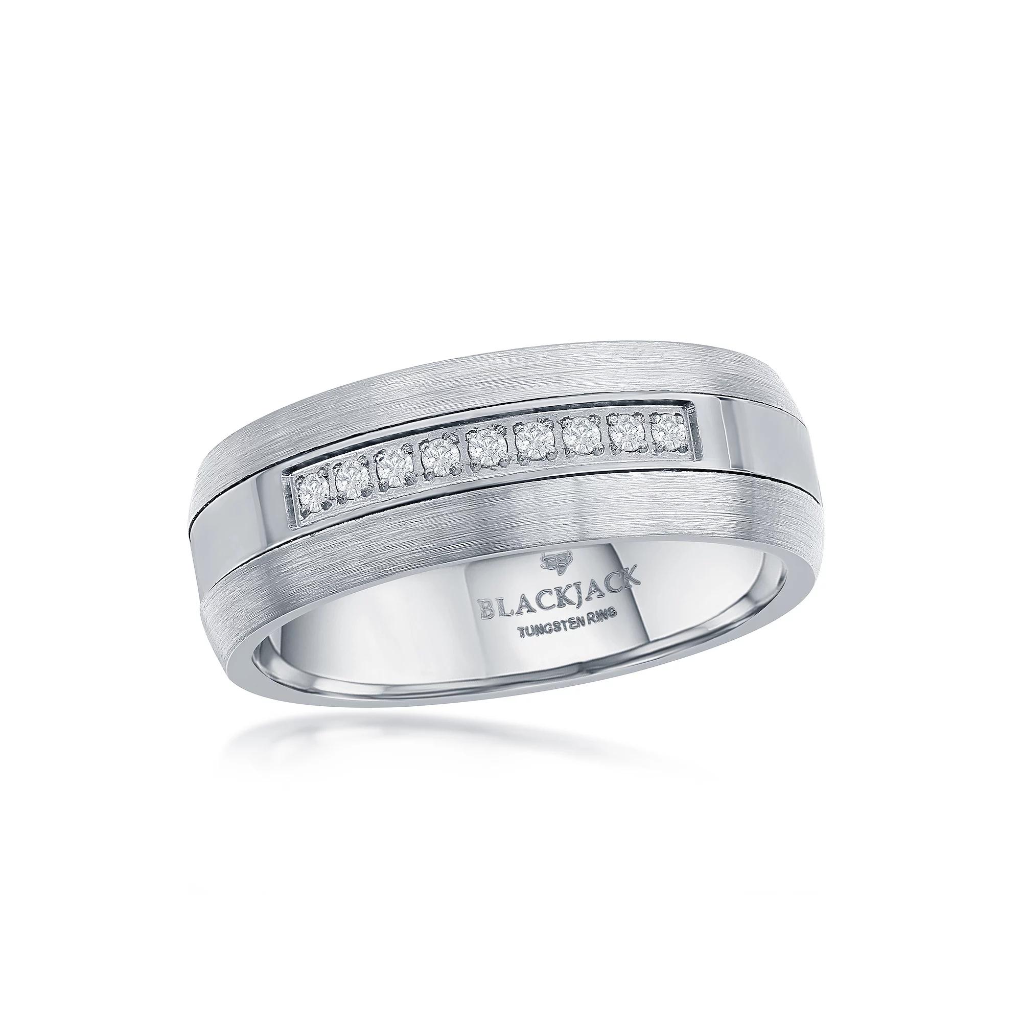 Men's Metallo 8 mm Tungsten Cubic Zirconia Ring, Size: 9 Product Image