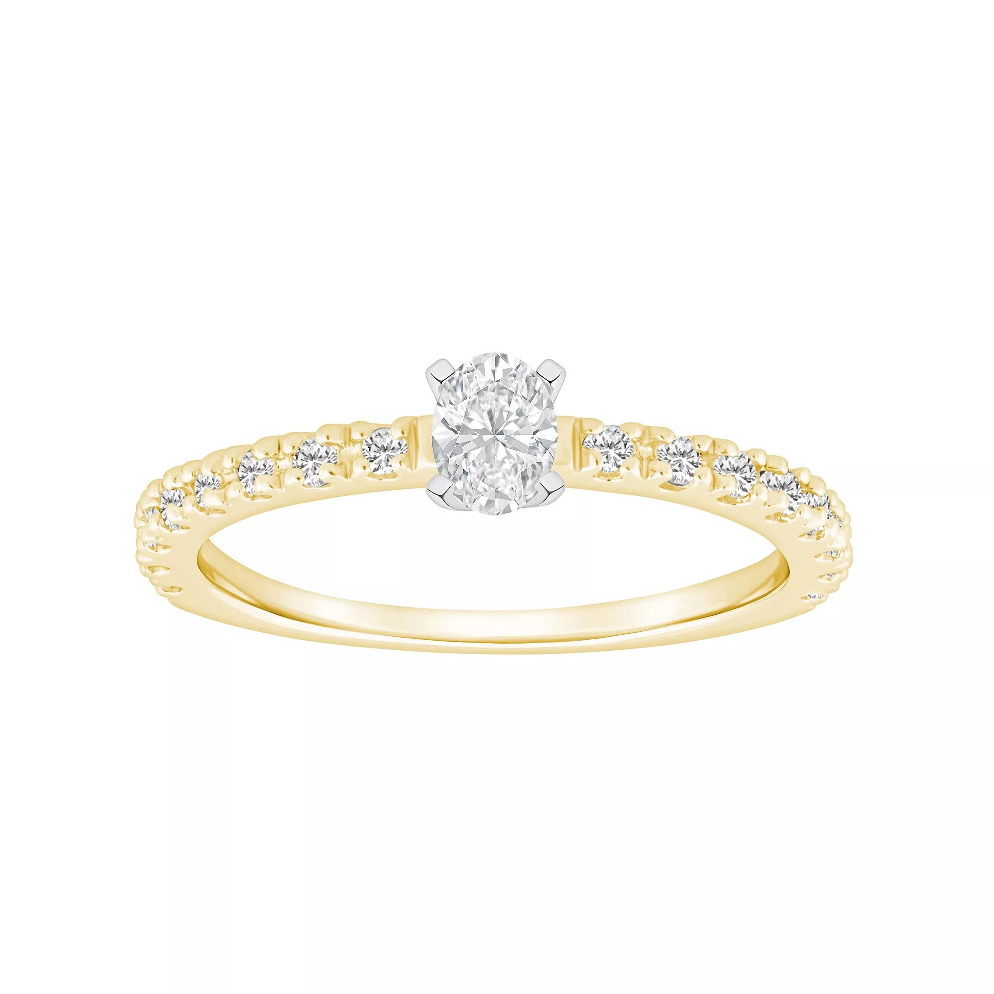 Alyson Layne 14k Gold 1/2 Carat T.W. Diamond Oval-Cut Embellished Band Engagement Ring, Womens 14k Two Tone Rose Gold Product Image