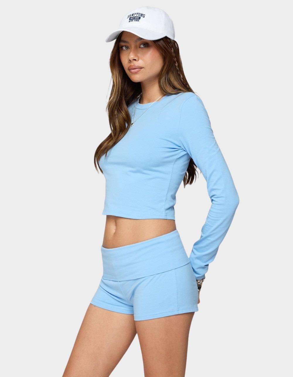 EDIKTED Meg Long Sleeve Top - BLUE Product Image