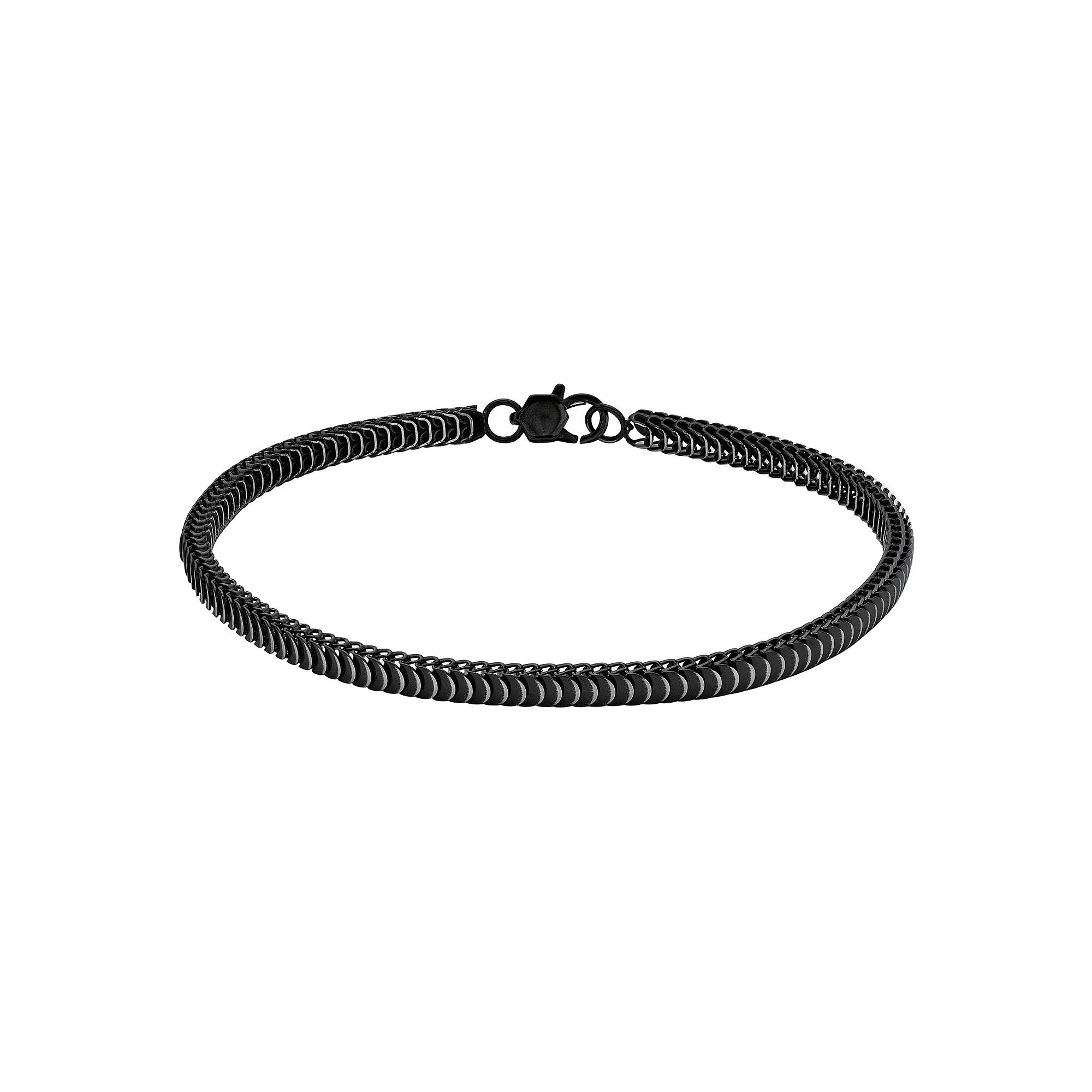 LYNX Stainless Steel 4mm Cobra Chain Black Ion-Plated 9" Men's Bracelet Product Image