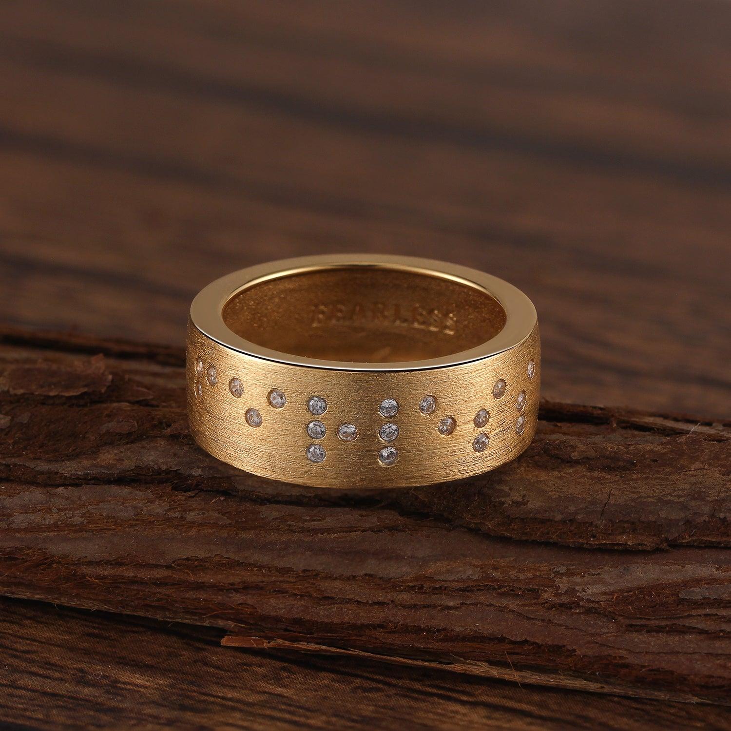 Touchstone Fearless Band Ring Brushed Gold Product Image