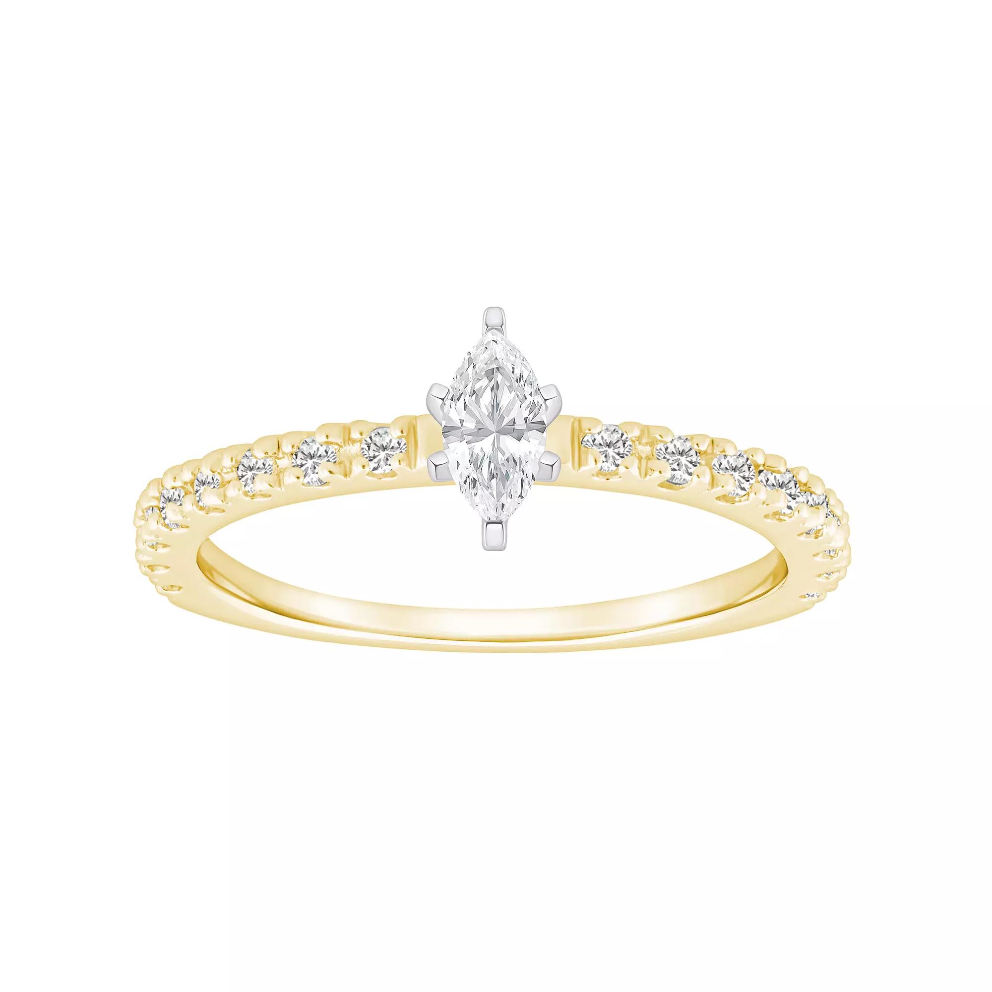 Alyson Layne 14k Gold 1/2 Carat T.W. Diamond Marquise-Cut Embellished Band Engagement Ring, Women's, Size: 9.50, 14k Two Tone Rose Gold Product Image