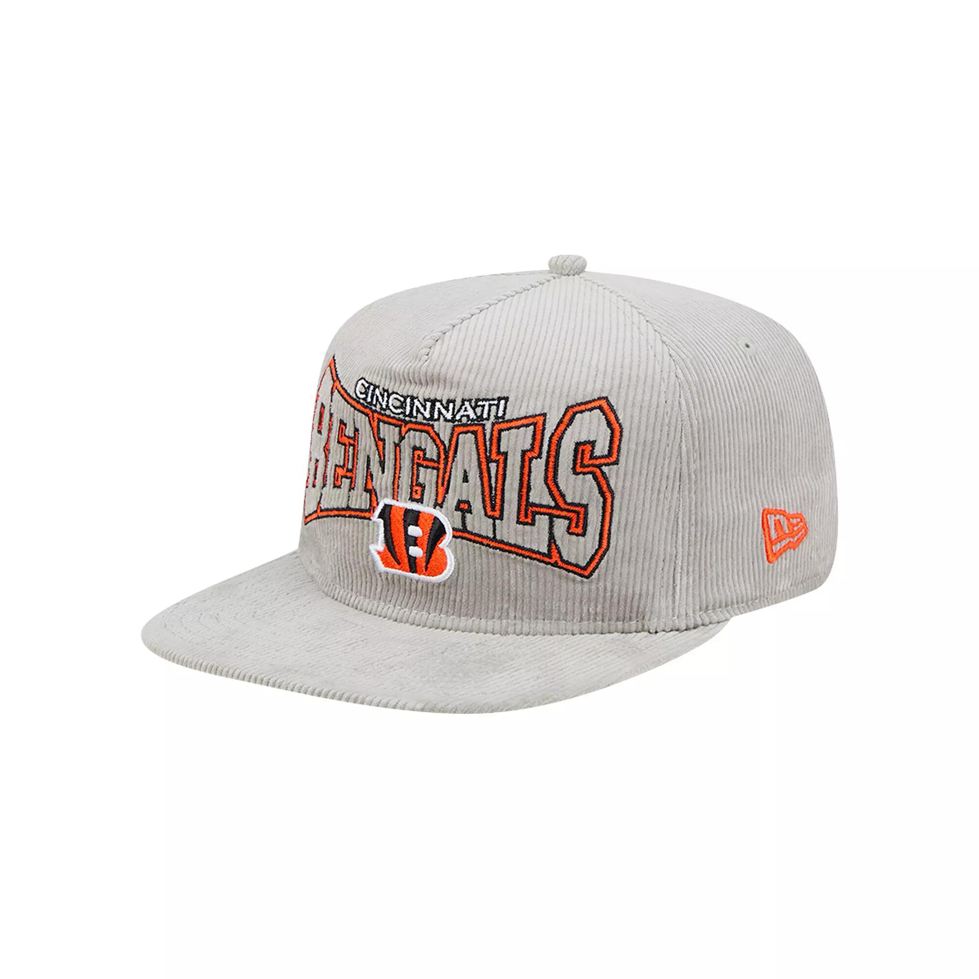 Men's New Era Gray Cincinnati Bengals Corduroy Golfer Adjustable Hat, Grey Product Image