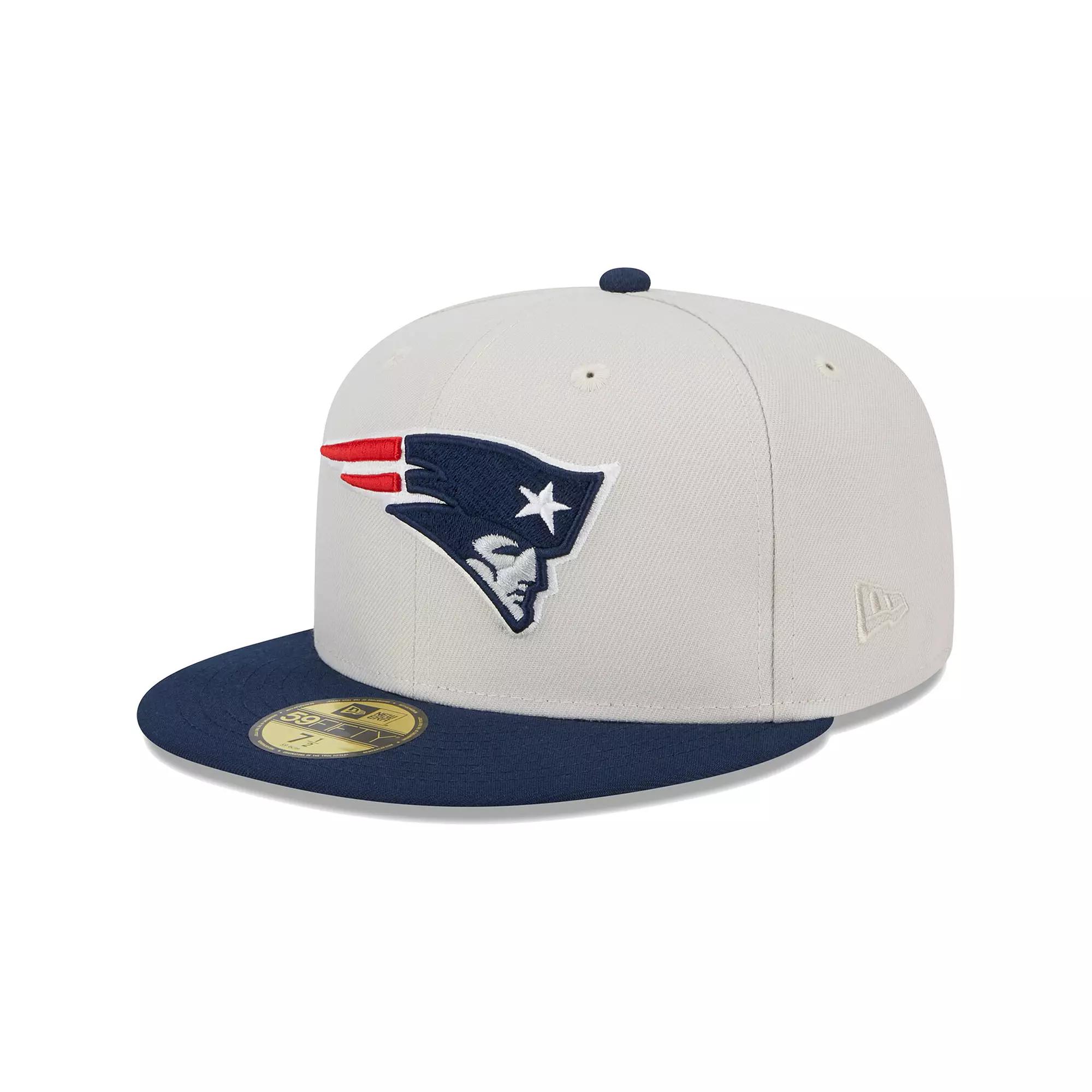 Men's New Era Khaki/Navy New England Patriots Super Bowl Champions Patch 59FIFTY Fitted Hat,  Product Image