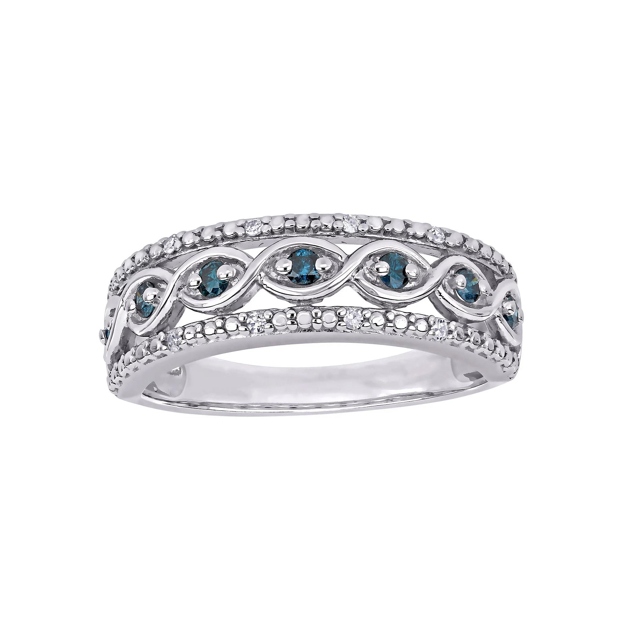 Stella Grace Sterling Silver 1/4 Carat T.W. Blue & White Diamond Infinity Ring, Women's,  Product Image