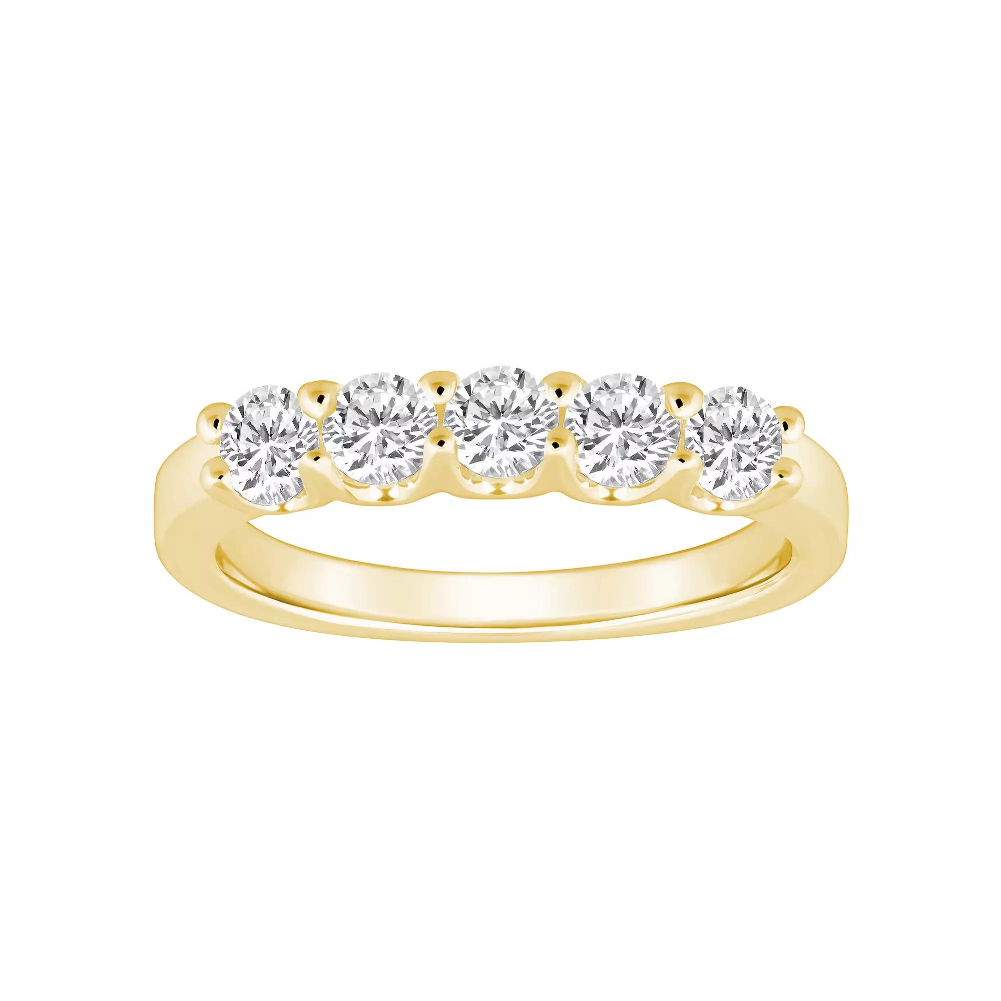 Alyson Layne 14k Gold 1 Carat T.W. Diamond 5-Stone Wedding Ring, Womens Yellow Product Image