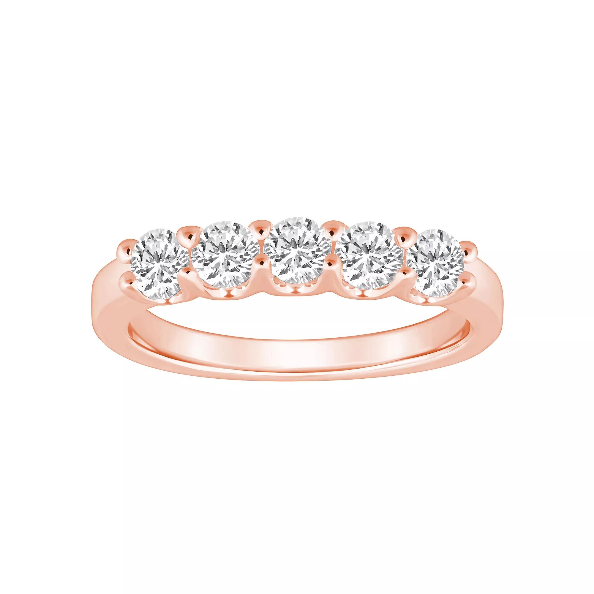 Alyson Layne 14k Gold 1 Carat T.W. Diamond 5-Stone Wedding Ring, Womens Pink Product Image