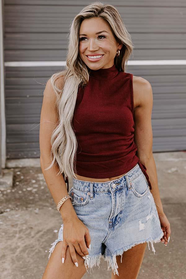 Have A Ball Ruched Side Top In Merlot Product Image