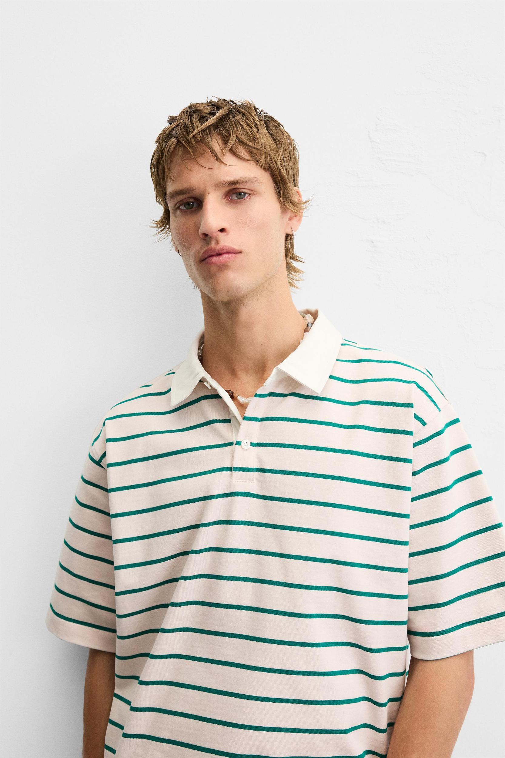 STRIPED RELAXED FIT POLO SHIRT Product Image