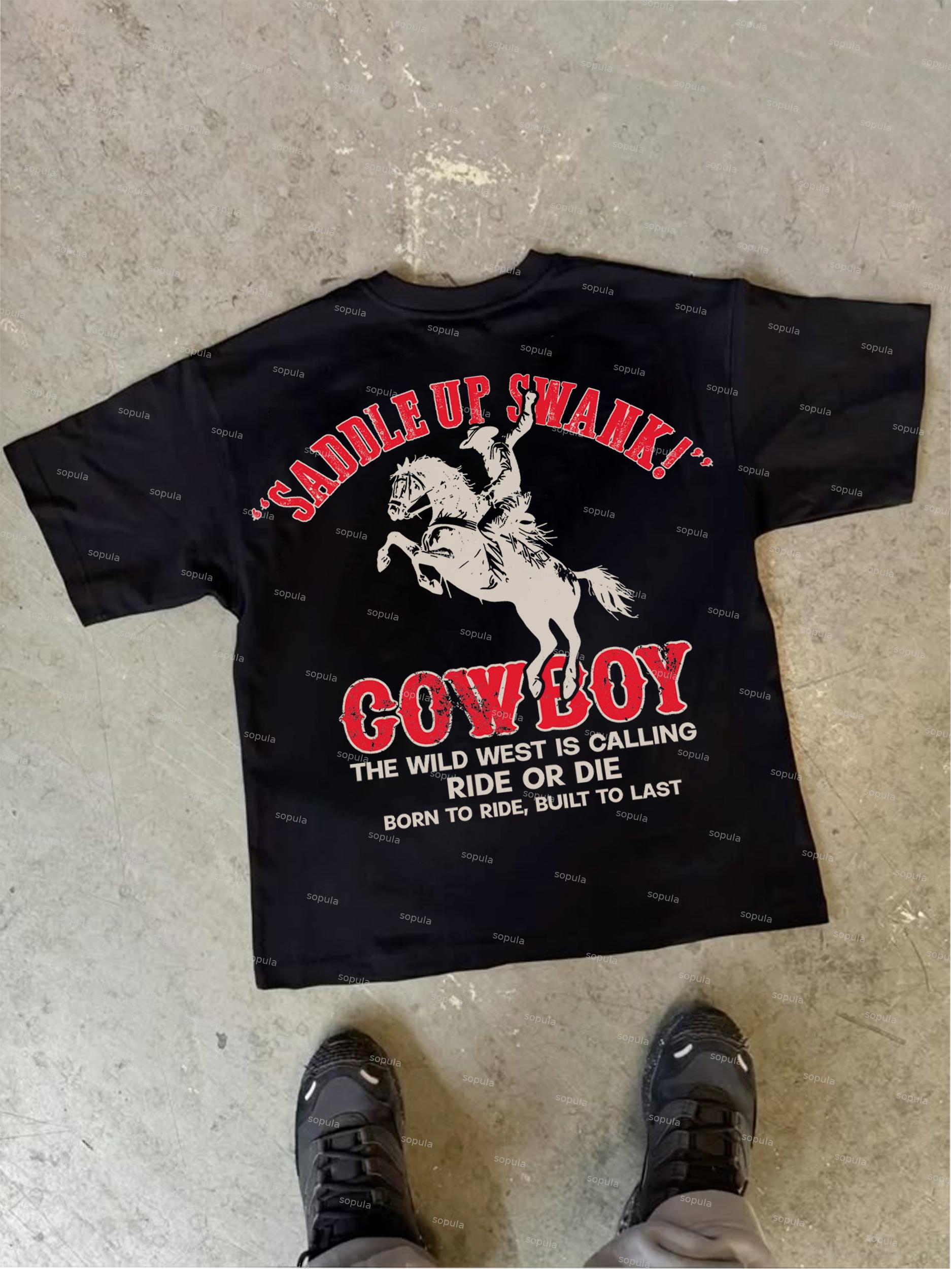Cowboy Old Vintage Graphic Cotton T-shirt Product Image