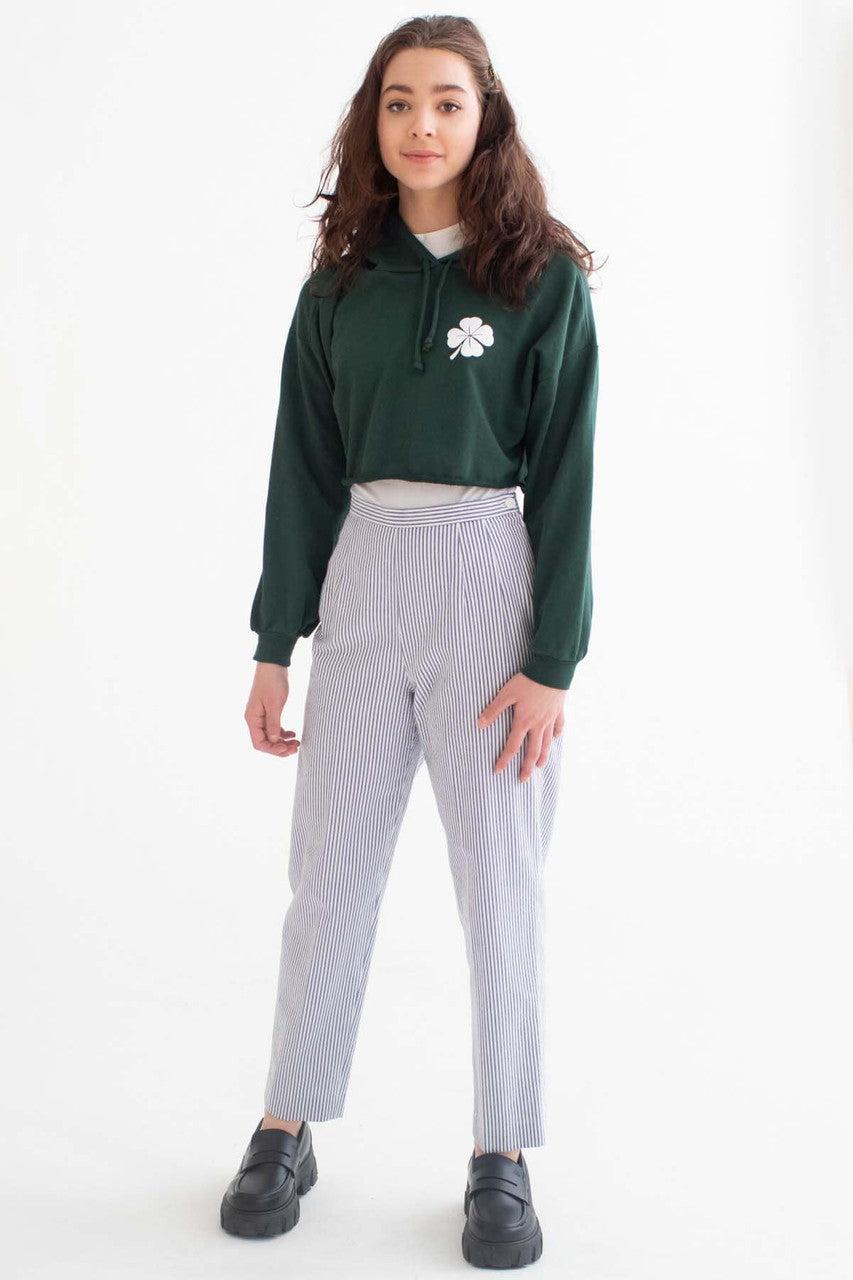 Green Shamrock Cropped Hoodie Product Image