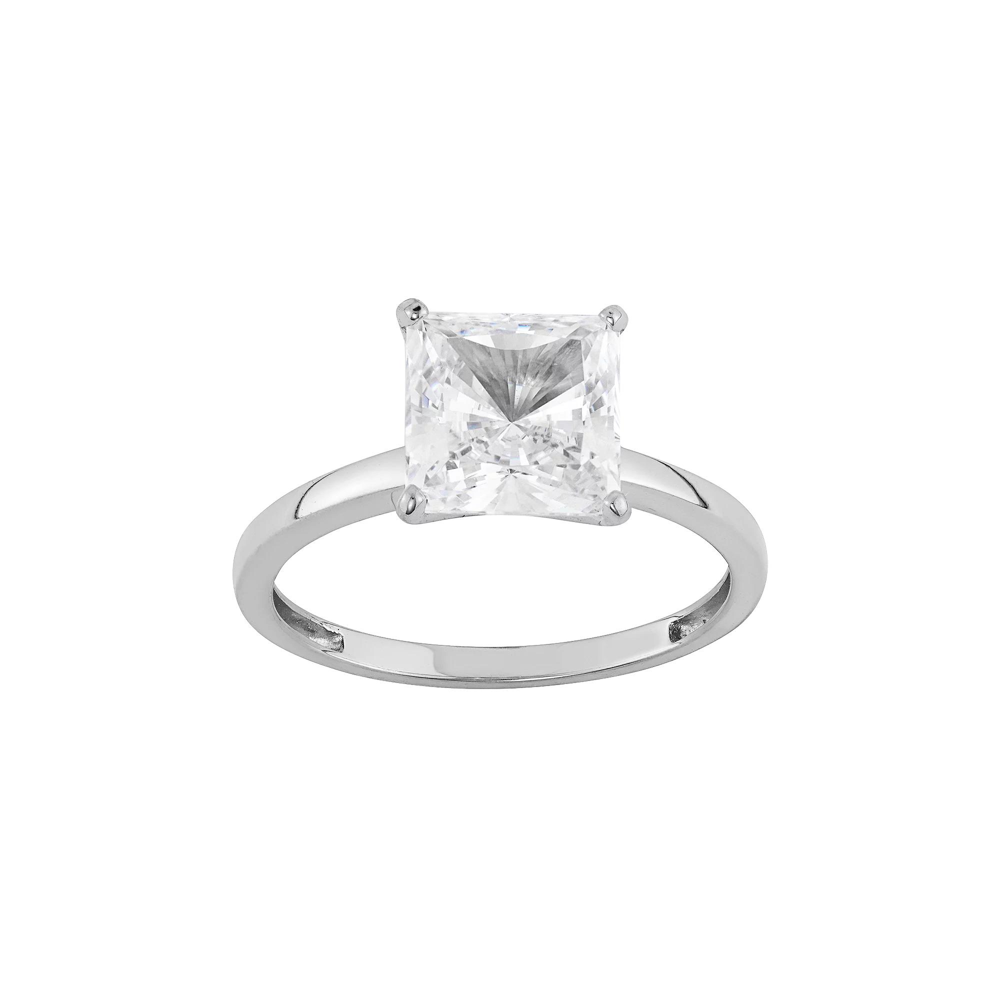 Cubic Zirconia Solitaire Engagement Ring in 10k Gold, Women's, Size: 9, White Product Image