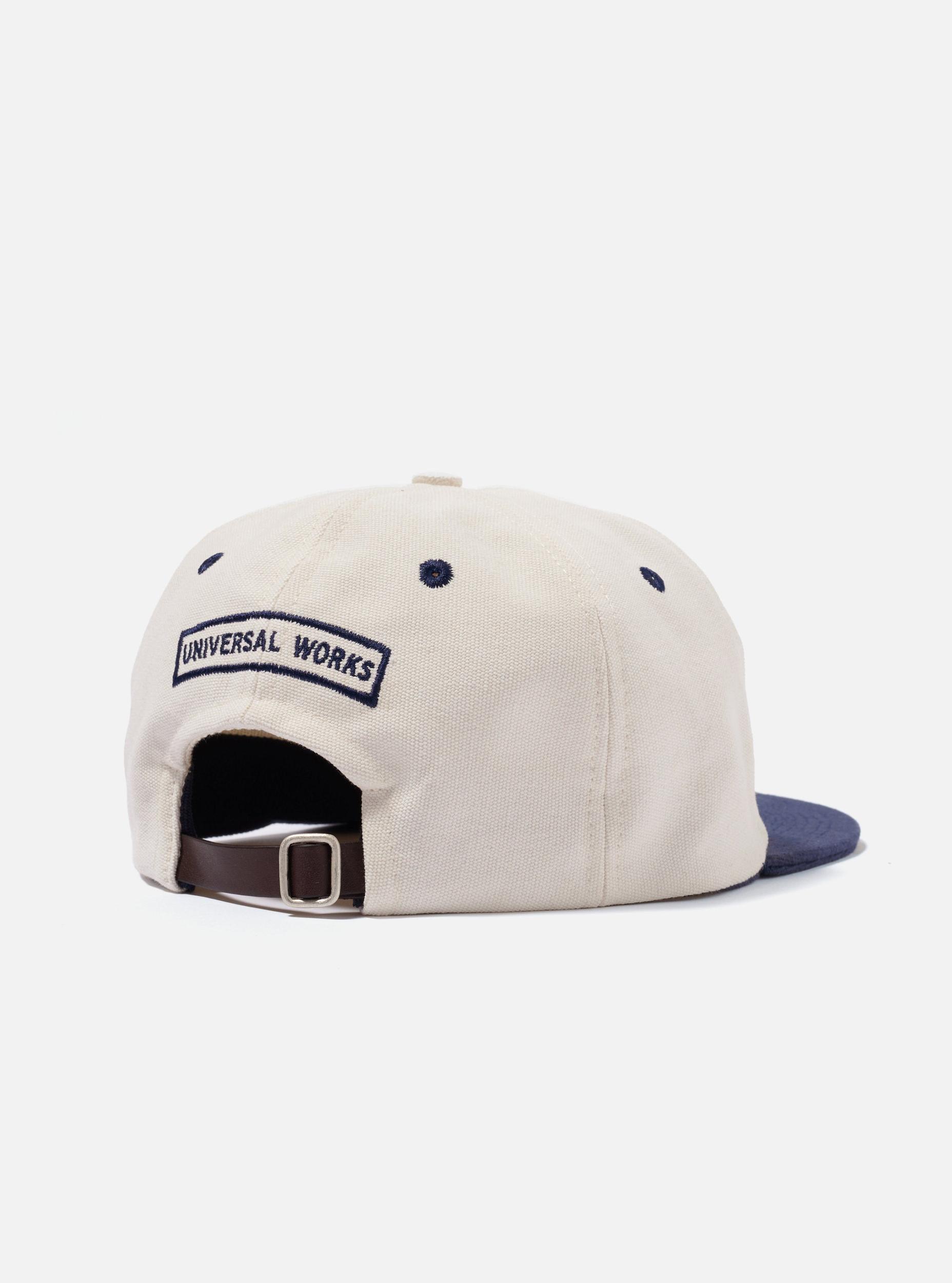 Universal Works Baseball Hat in Ecru/Navy Canvas Product Image