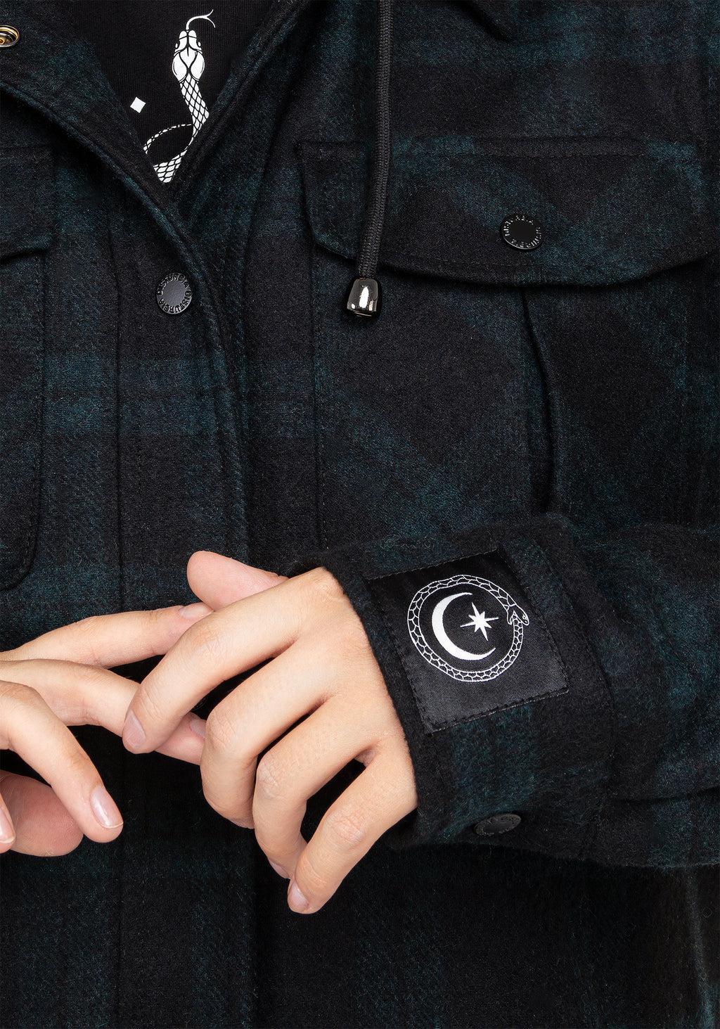 Trellis Hooded Pocket Wool Blend Check Shacket Product Image