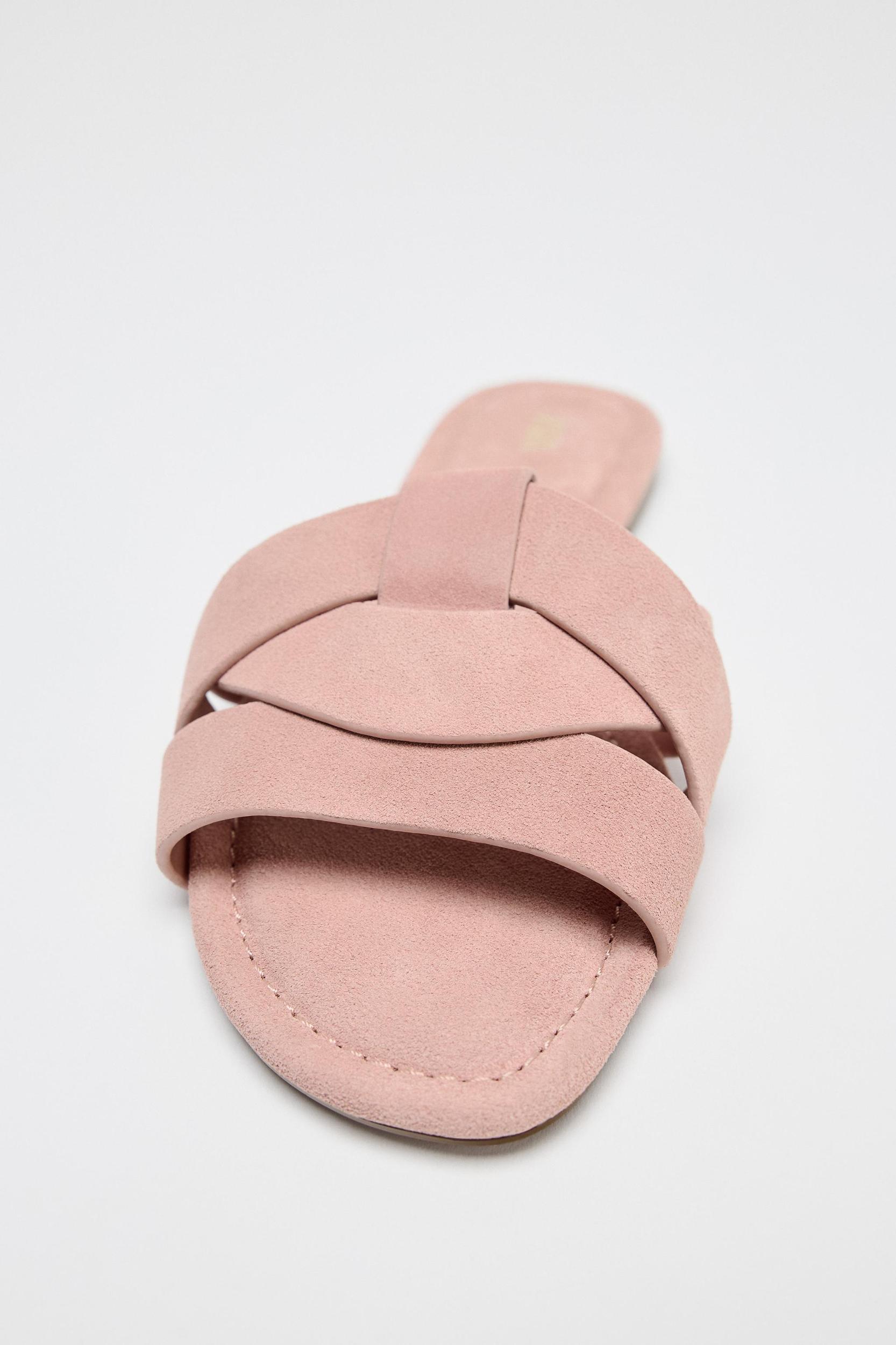 CROSSOVER LEATHER FLAT SANDALS Product Image