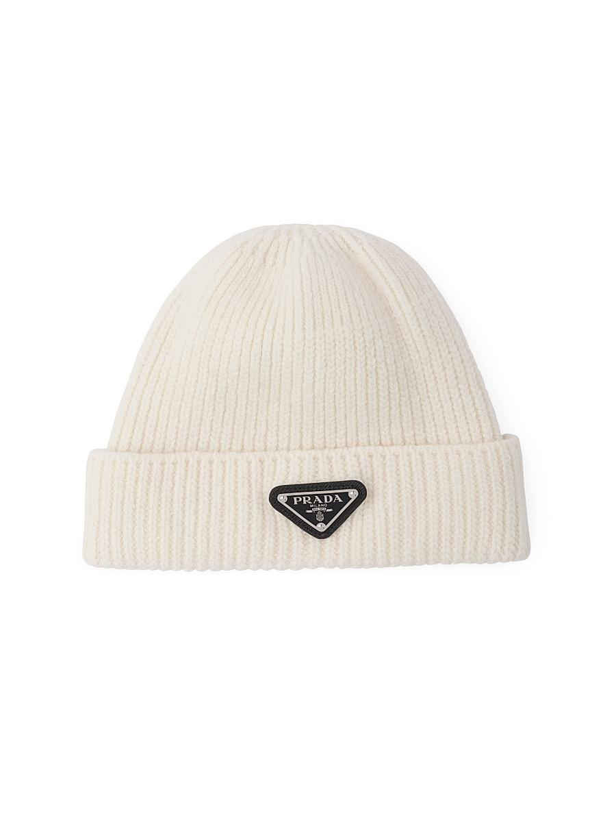 Mens Wool-Cashmere Ribbed Beanie Hat with Symbole Product Image