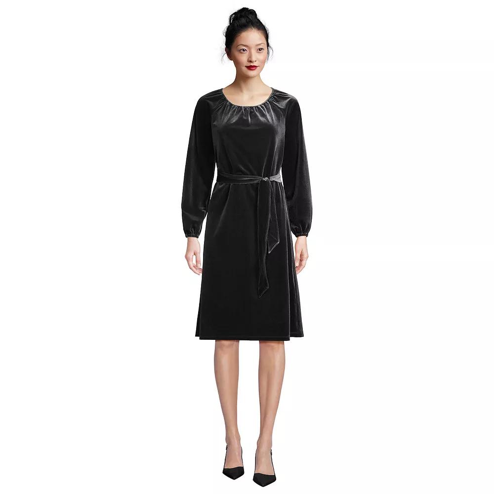 Women's Lands' End Velvet Belted Knee Length Dress,  Product Image