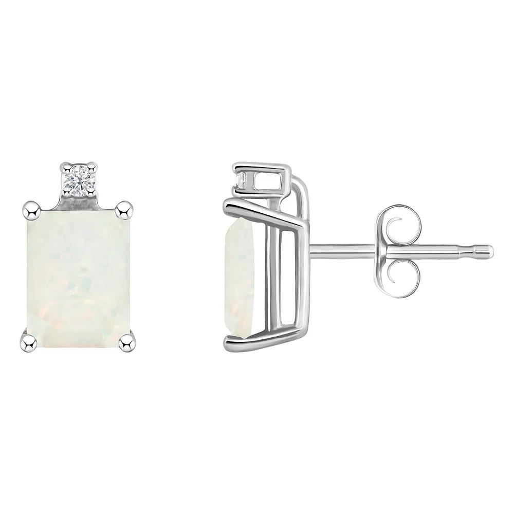 Celebration Gems 14k White Gold Gemstone & Diamond Accent Stud Earrings, Women's Product Image